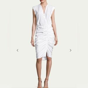 Veronica Beard Sleeveless Ruched Poplin Dress